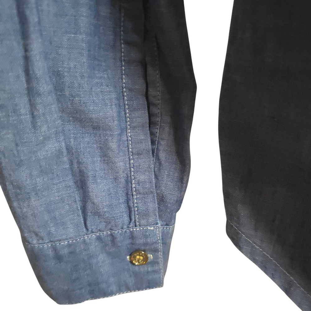 Tory Burch‎ Chambray Button Front Shirt Women's 6 Polished Boho Gold Buttons - Picture 10 of 10